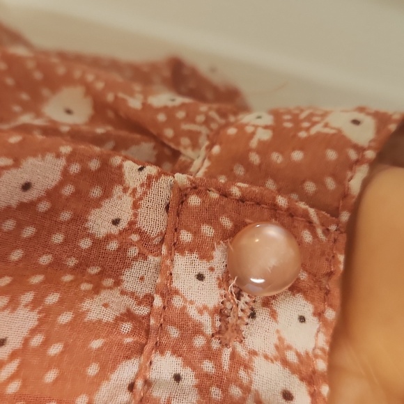 Forever 21 Women's Orange White V- Neck With Tie Floral Print Dress Size S/P - Picture 6 of 15